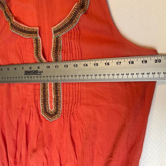St. John's Bay Women Blouse size L Orange Sleeveless Round Neck Beaded - Picture 3 of 7